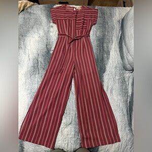 130. Monteau dusty pink and White Striped Jumpsuit